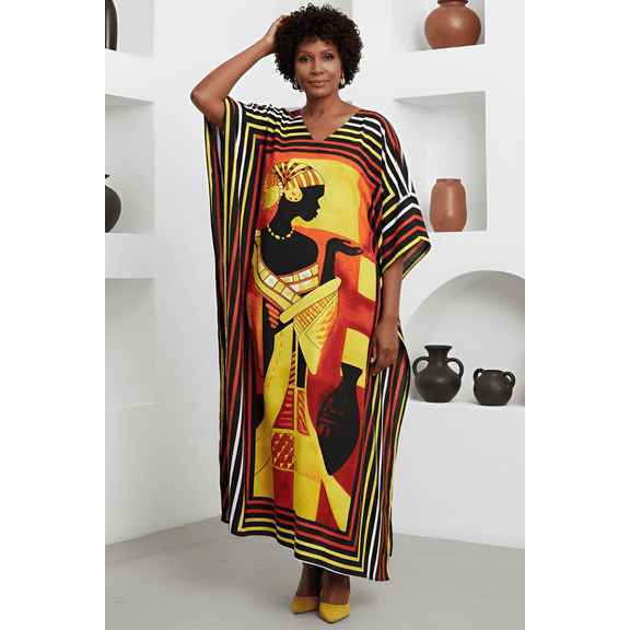 Oussum Plus Size Kaftan for Women Maxi Dress Kimono Sleeve Caftan Casual Dresses Online