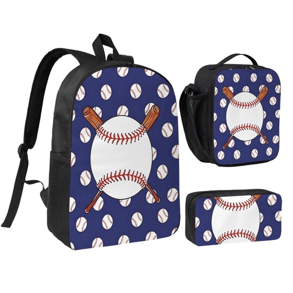 Baseball Backpack Set 3pc ,Backpack with Lunch Bag and Bag 17 Inch