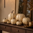 thumbnail image 4 of 7PCS Assorted Sizes Artificial Pumpkins Decoration for Halloween Rural Simulation Foam Pumpkins Set Fall Harvest Thanksgiving Home Party Supplies, Purple, 4 of 6