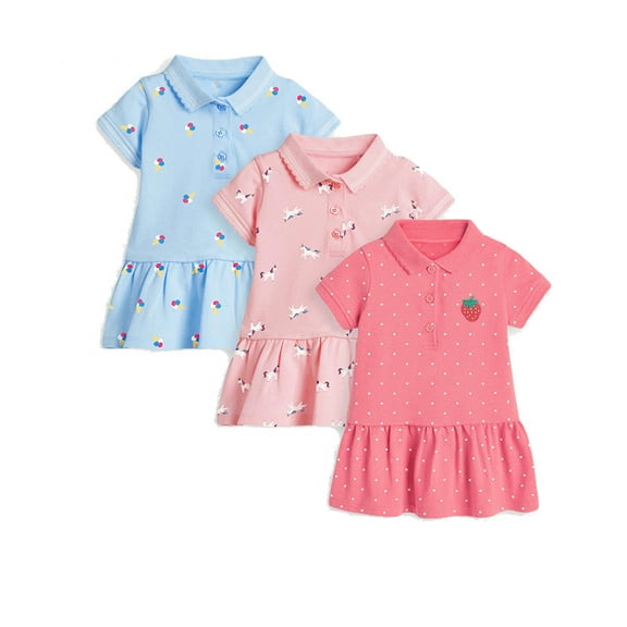 Bellafa Kids Girls Polo Dress Toddler Ruffle Short Sleeve Pique Dress Little Girls Casual Tennis Dresses 2-7 Years-1Piece
