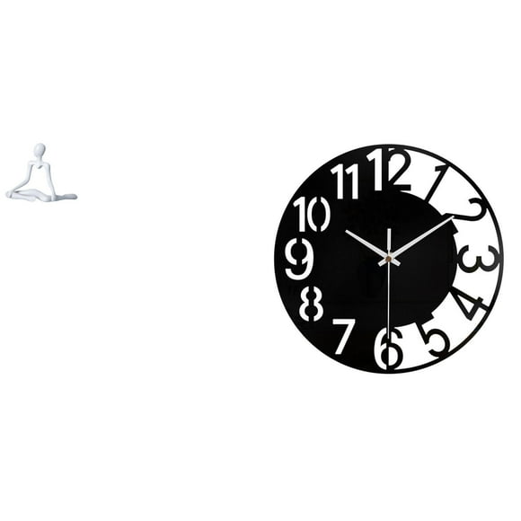 Luzkey Desktop Figurine Thinker Abstract Sculpture Wall Clock Acrylic Silent Modern Statue Ornament Office Home Decoration Suitable for Living Room Bedroom O