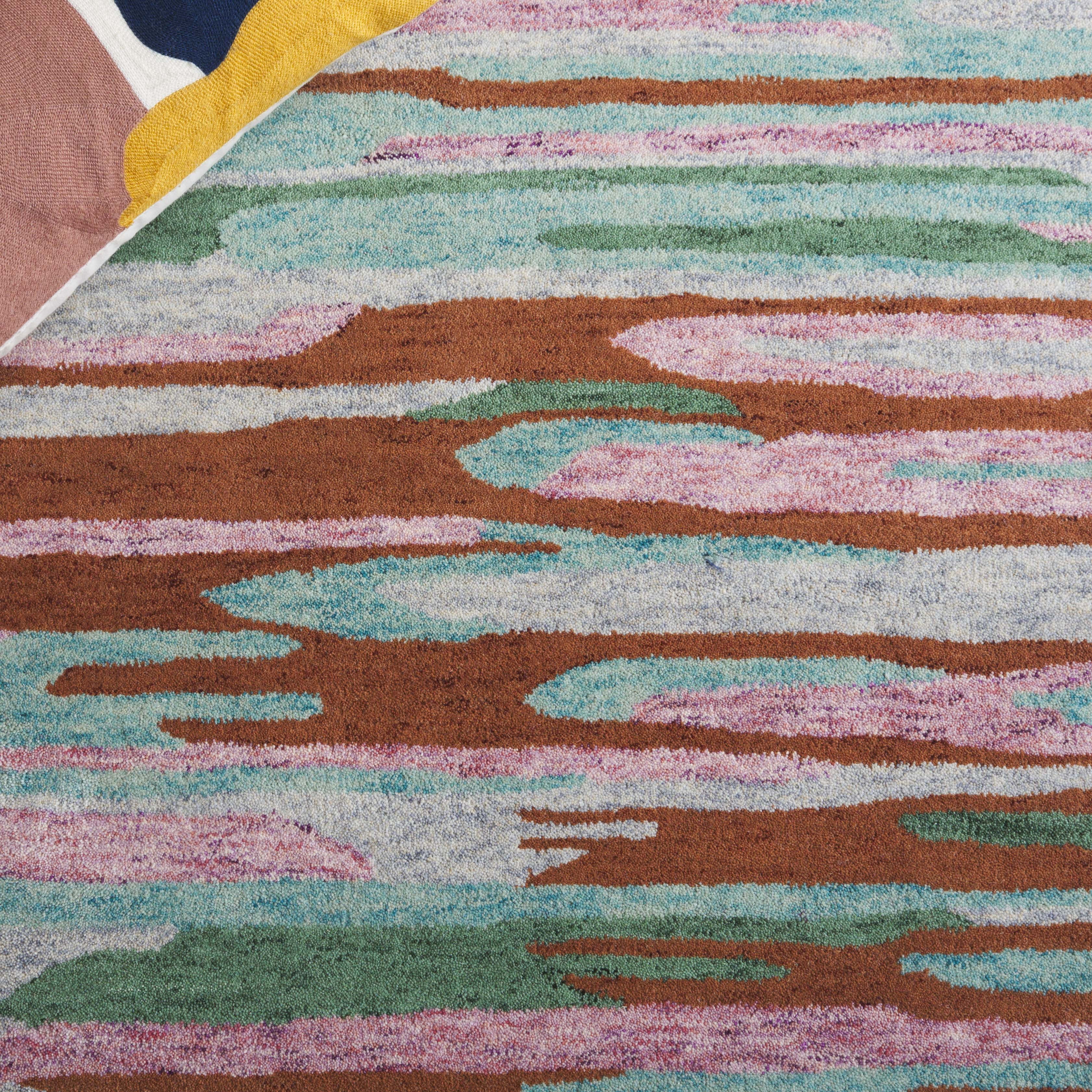 SAFAVIEH Bellagio Jannah Abstract Area Rug, Green/Pink, 6' x 6' Square