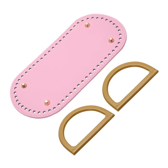 Uxcell Bag Bases for Crochet, 9.8" x  4.7" Oval Bag Bottom Shaper with D-Shaped Handles, Crochet Base Purse Bottom for DIY Shoulder Bag Handbag Making Supplies Pink