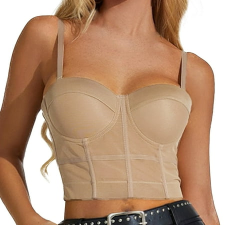 Pavied Bralettes for Women Feelingirl Bra Push Up Bra Women s Mesh Fishbone Underwear With Bottom Tank Top For Slim Underlay Bra Seamless Bras Full Coverage Bras Khaki S
