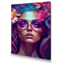 Designart Attractive Woman With Blue Hair I Canvas Wall Art