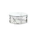 thumbnail image 2 of Pemberly Row Contemporary Metal Round Coffee Table with Glass in Silver, 2 of 4