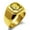 Gold, variant on Stainless Steel Letter Q Initial Floral Monogram Engraved Engraved Square Flat Top Biker Style Polished Signet Ring