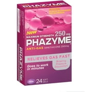 Phazyme Maximum Strength 250 mg Softgels, 24 ea (Pack of 2)