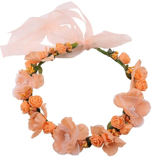 Small Rose Headband for Women, Handmade Fabric Rose Headpiece for Wedding, Birthday Party, Dance Party, and Photography â Floral Hair Accessory (Orange)