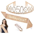 thumbnail image 1 of LINLIN Birthday Crown Sash and Hairpin, Birthday Crown Hen Party Set Birthday Girls Children Decoration Accessories Gift and Women Party, 1 of 6