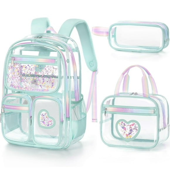 Mochila transparente Fimibuke para niñas con lonchera y estuche para lápices