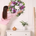 thumbnail image 3 of JEWLALO Spring Summer Wreath Artificial Dahlia Hydrangea Lavender 22 Inch, Purple Pink Magenta Green, Easter Mother’s Day Front Door Wall Decorations, 3 of 10