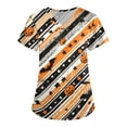 thumbnail image 2 of Halloween Costumes Scrub Tops Women Cute Dressy Casual Blouses Short Sleeve Pumpkin Pattern Crewneck Loose Fit Fall Daily Shirts Tops Black S, 2 of 5