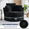 thumbnail image 4 of KINFFICT Chenille Swivel Barrel Chair with Storage Ottoman, Oversized Comfy Accent Chair for Living Room, Bedroom, Black, 4 of 7