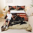 thumbnail image 2 of Castle Fairy Retro Motorcycle Full Size Comforter Sets 3 Pieces for Teens, American Flag Art Bedding Sets for Bedroom, Red Beige,Black Reversible, 2 of 6