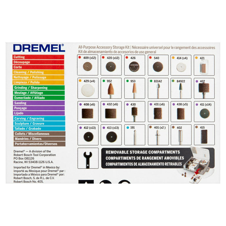 Dremel Tool Accessories Kit, 106pcs, 4 marked items are used, not counted