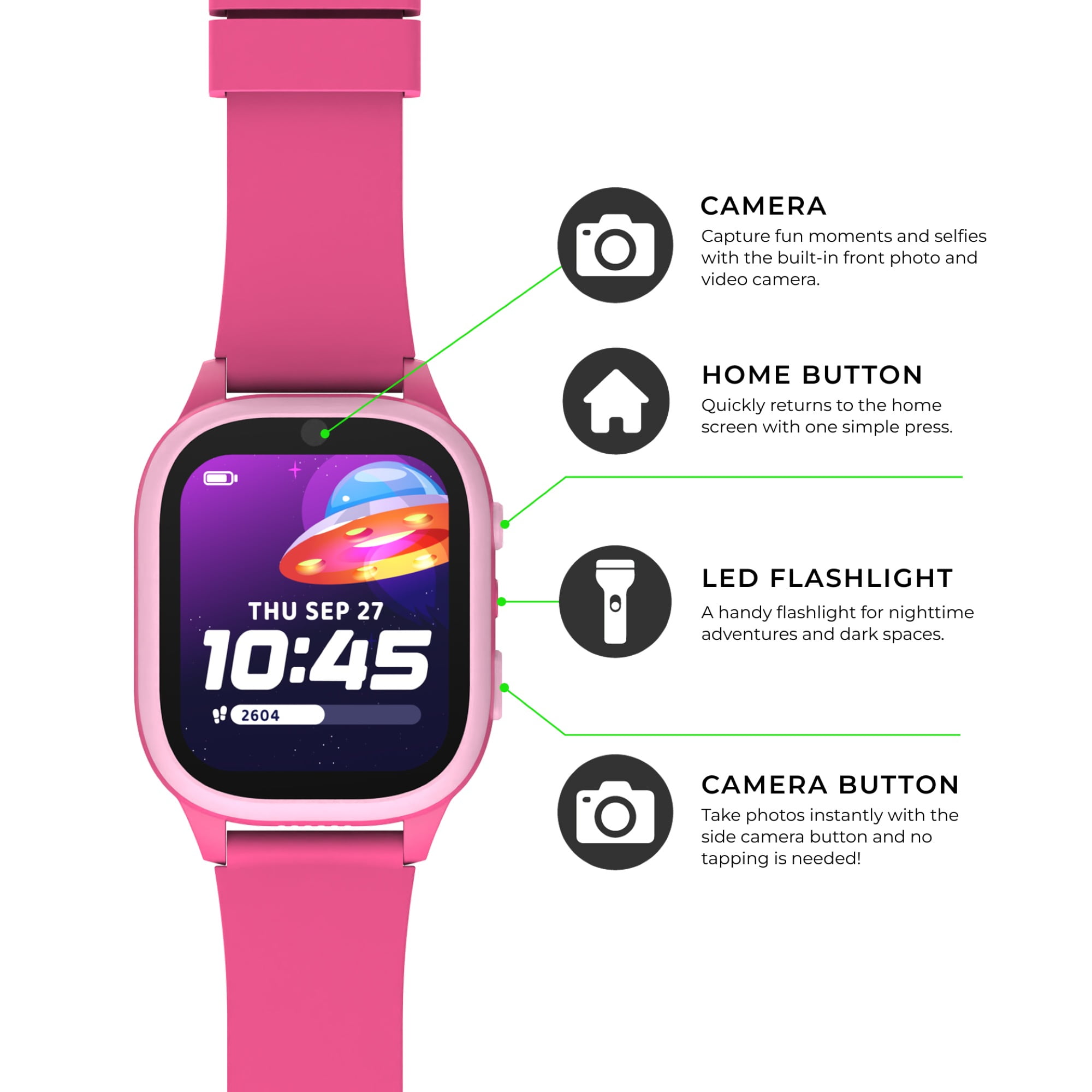 PlayZoom 4 Kids Smartwatch – 25 STEM Games, Camera, Step Counter, Audiobooks, Bluetooth, Splash Resistant, 7-Day Battery
