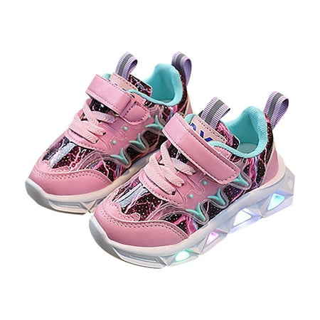 

TOWED22 Kids Shoes Light Led Mesh Luminous Sport Running Children Toddler Sneaker(Pink 6)