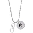 thumbnail image 1 of Delight Jewelry Silvertone Matthew 5:8 Infinity Sign Silvertone Script Initial Disc - Q - Charm Necklace, 20"+3", 1 of 4