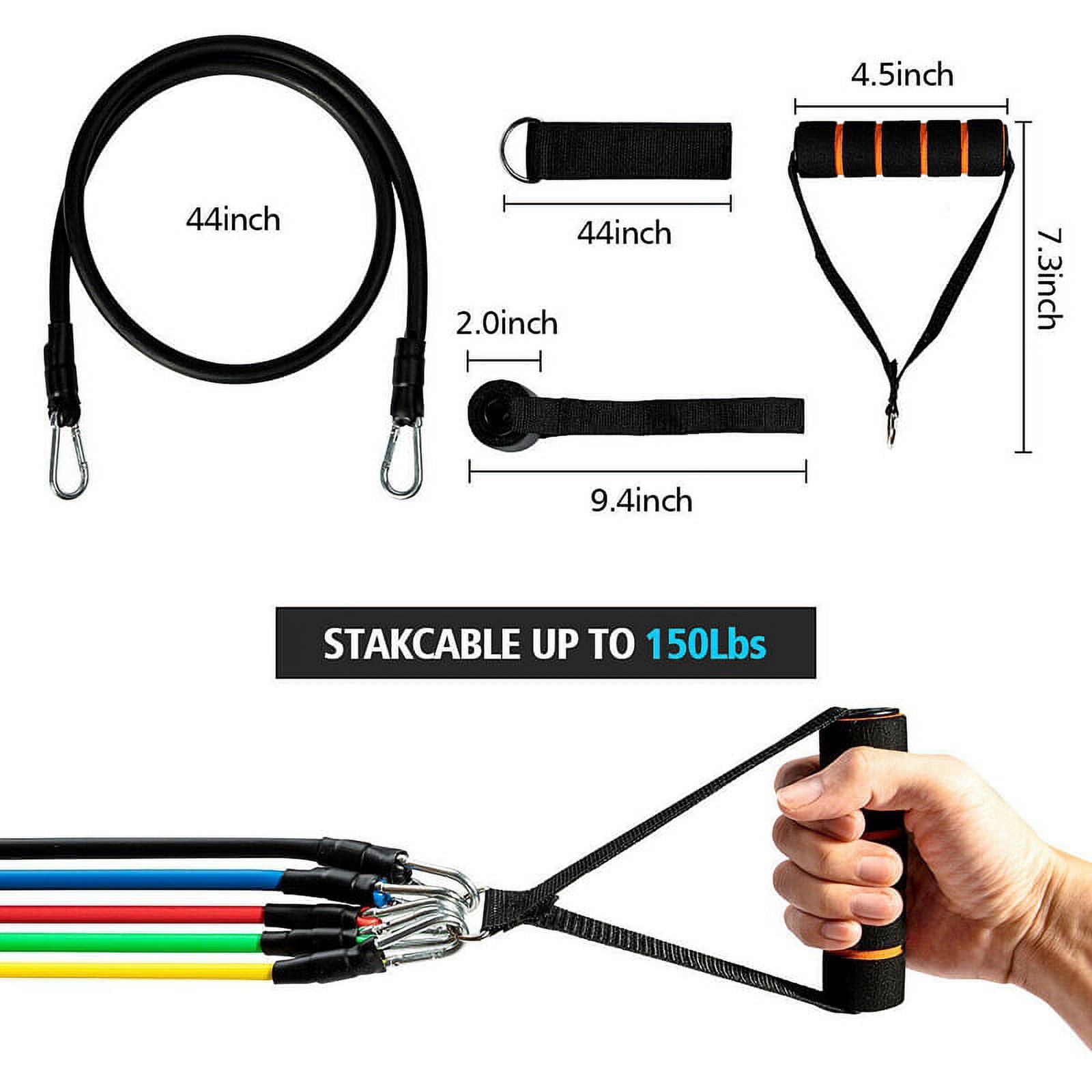 LNKOO 11pcs PREMIUM Resistance Bands Set for Exercise, Workout Bands for Men with Fitness Tension Bands, Handles, Door Anchor, Ankle Straps, Carry Bag & Advanced eBook - Strength Training, Home Gym