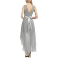 thumbnail image 2 of Sedceaty Women Evening Party A-line Dress Lace Patchwork Big Swing Chiffon Dress Summer Round Neck Sleeveless Irregular Hem Dress, 2 of 9
