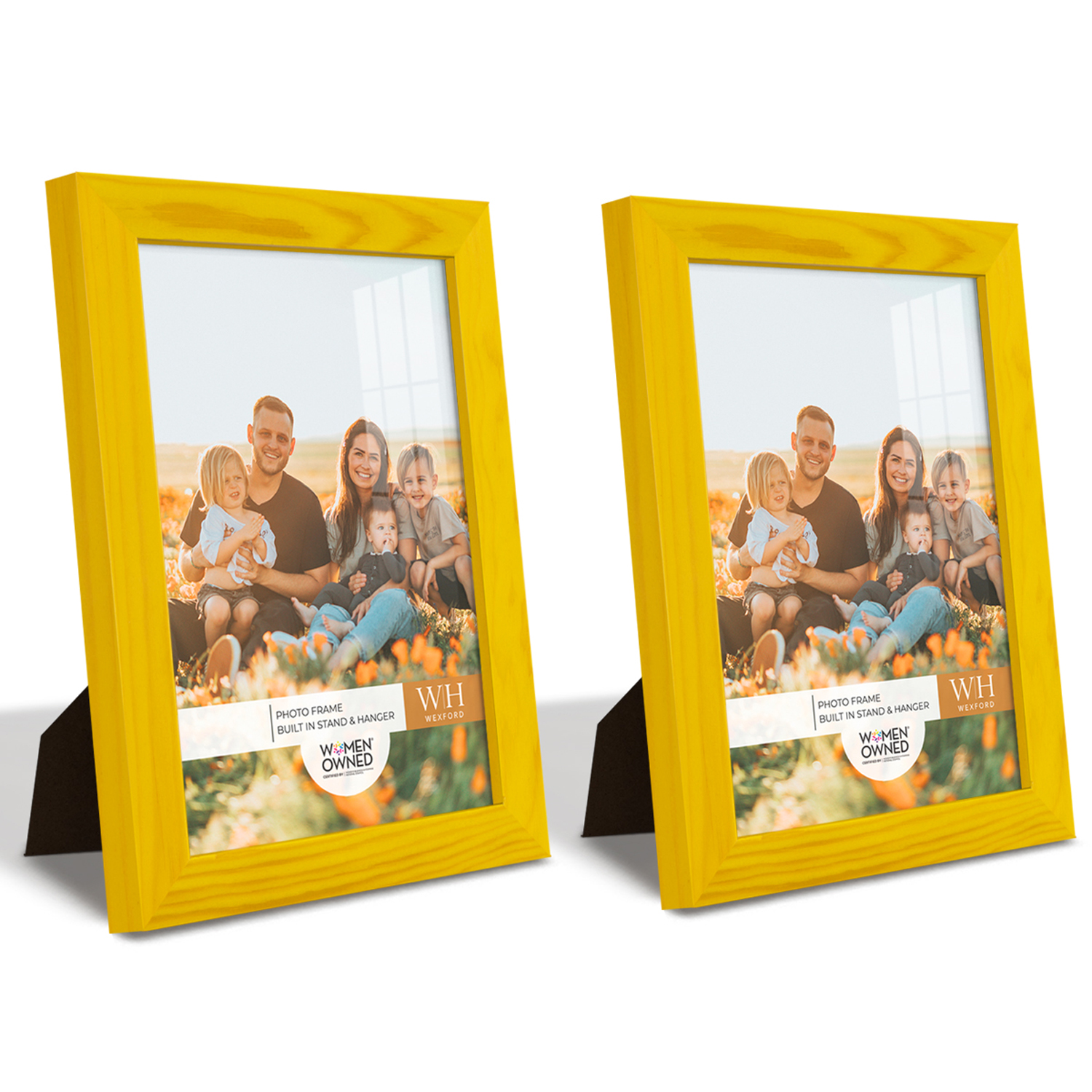 Woodgrain 6 in. x 8 in. Sunflower Yellow Picture Frame (Set of 2)