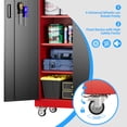 thumbnail image 5 of Supeer Locking Storage Cabinet with 5 Adjustable Shelves, Steel, Black&Red , Steel Garage Cabinet with Doors and Wheels, 71" H, Assemble Required, 5 of 11