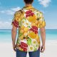 thumbnail image 4 of Balery Bees Honeycomb Camisas hawaianas de manga corta para hombre, camisas playeras de corte holgado, camisas de vacaciones con botones,Large, 4 of 7