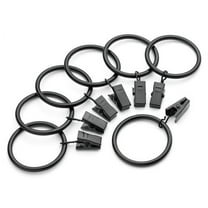 Black 1.5-Inch Metal Curtain Clip Rings (Set of 20) – Sturdy Drapery Rings with Clips for Curtain Rods