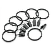 Black 1.5-Inch Metal Curtain Clip Rings (Set of 20)  Sturdy Drapery Rings with Clips for Curtain Rods