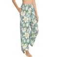 thumbnail image 2 of Uemuo Lilies Flowers Pattern Women's Wide Leg Palazzo Lounge Pants with Pockets Light Weight Loose Comfy Casual Pajama Pants-Medium, 2 of 9