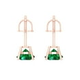 thumbnail image 4 of 1.5 Ct Round Cut Studs Green Emerald 18K Rose Solid Solid Gold Everyday Dainty Earrings Screw Back, 4 of 7