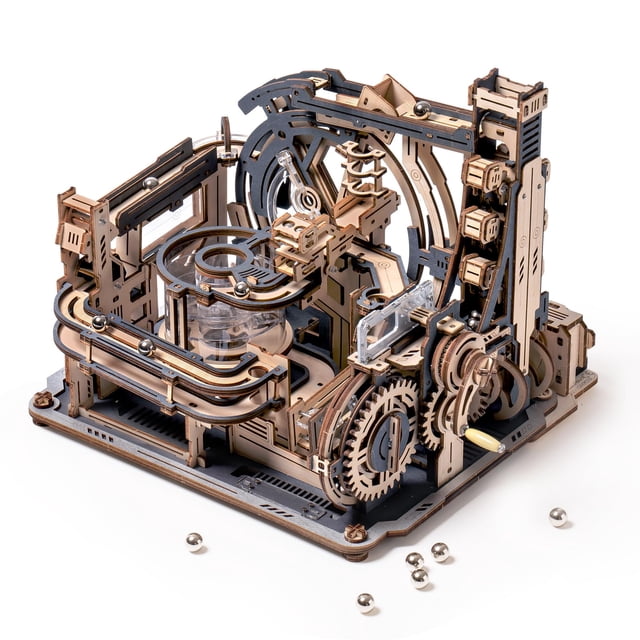 Kit de maqueta de puerto espacial RoWood Electric Marble Run con rompecabezas 3D