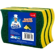 MR.SIGA Scrub Sponge, Pack of 6, Size:11 x 7 x 3 cm, 4.3" x 2.8" x 1.2"