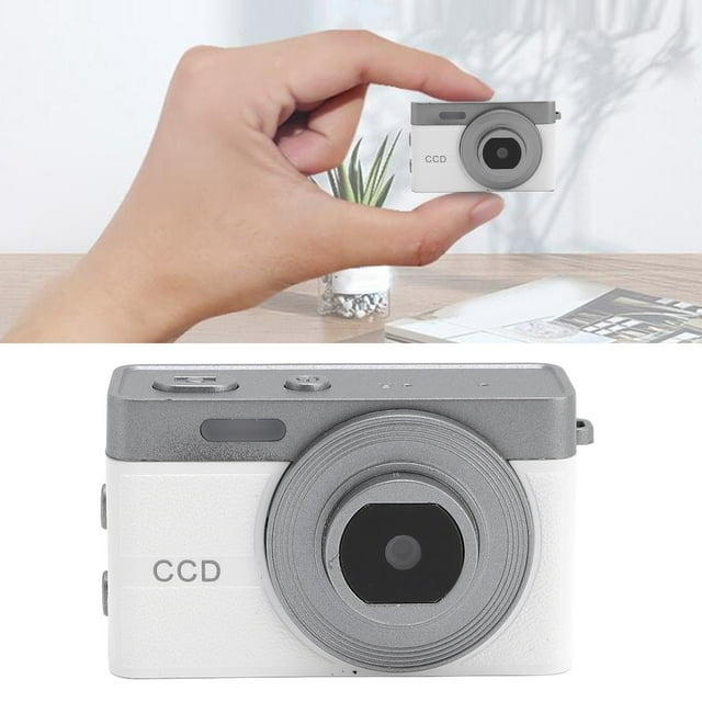 Mini Keychain Camera, 1080P 12MP Digital Camera with 0.96 Inch Screen, Memory Card, USB Charging Cable, 1080P HD Video Compact Camcorder White
