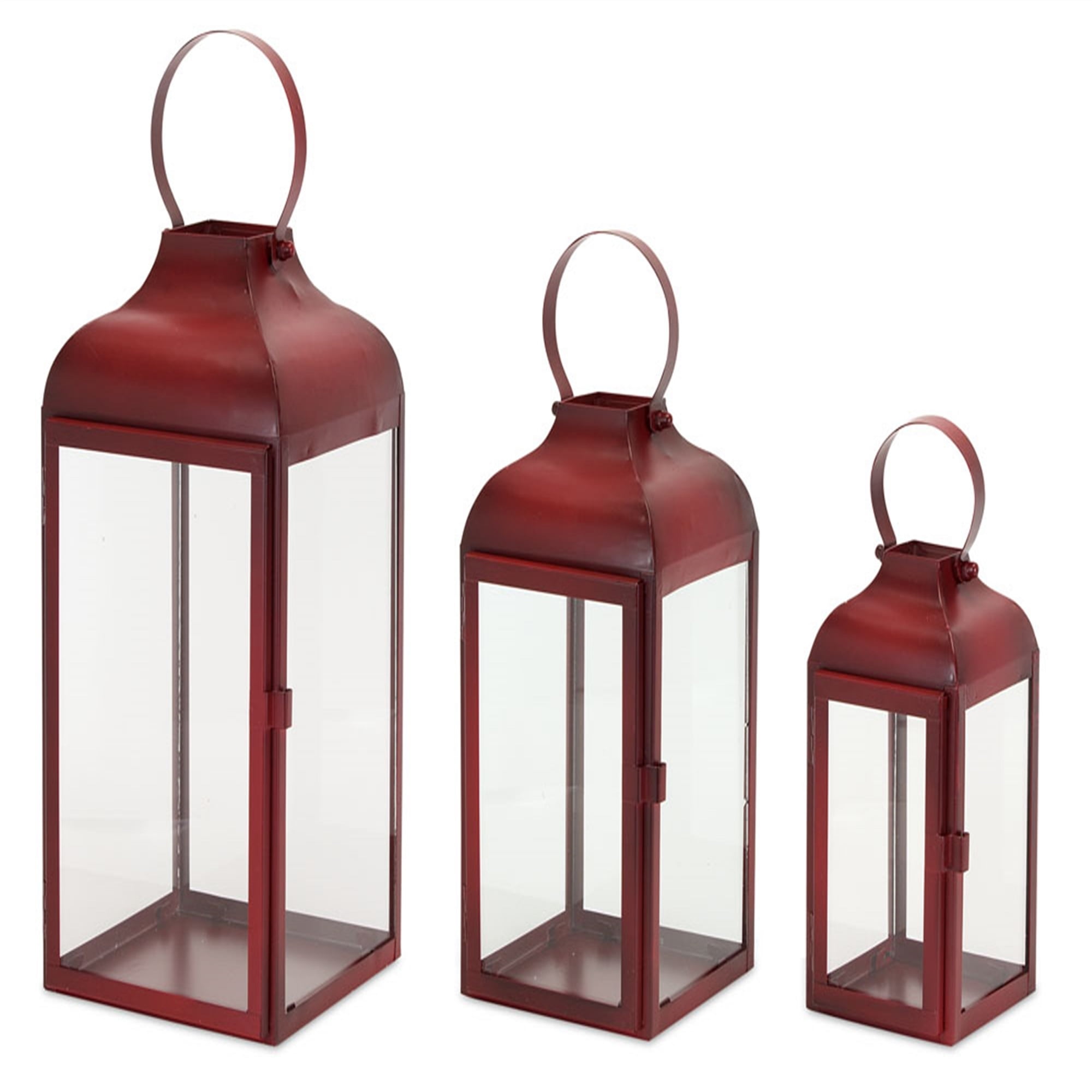 Flameless Lantern Candle-No Flame LED Red Metal and Glass #467913 NEW 