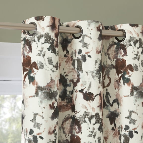 Sun Zero Audrey Abstract Floral 100% Blackout Grommet Curtain Panel, 50"W x 84"L, Chestnut
