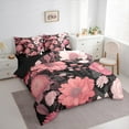 thumbnail image 3 of Manfei Floral Blossom 7pcs Bedding Comforter Set for Teens Boys Girls,Chic Flower Queen Bedding Sets Super Cozy,Black Pink Queen Sheet Sets,Lightweight Room Decor,Reversible, 3 of 8