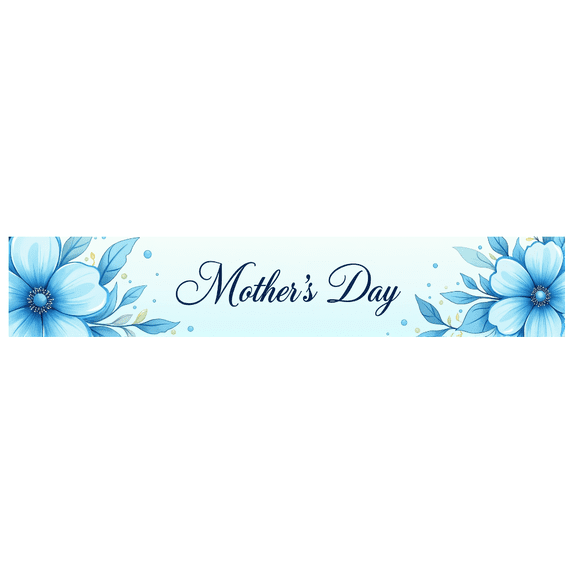 Blue Floral Themed Mother's Day Banner Background Party Decors Photography Props Family Gathering Home Decoration Celebration Supplies
