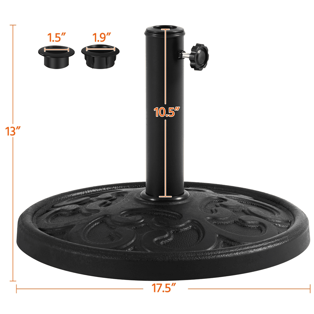 Alden Design 22lbs Metal Patio Market Umbrella Base for Outdoors, Black