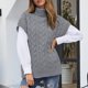 thumbnail image 2 of Suéter térmico Gibobby de manga larga Sin mangas para mujer Otoño Invierno Cuello simulado Gris L, 2 of 4