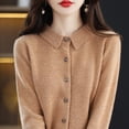 thumbnail image 4 of Women's Lapel Pure Wool Cardigan Autumn And Winter New Merino Cashmere Sweater Long Sleeve Formal Knitting Top S-XXL, 4 of 5