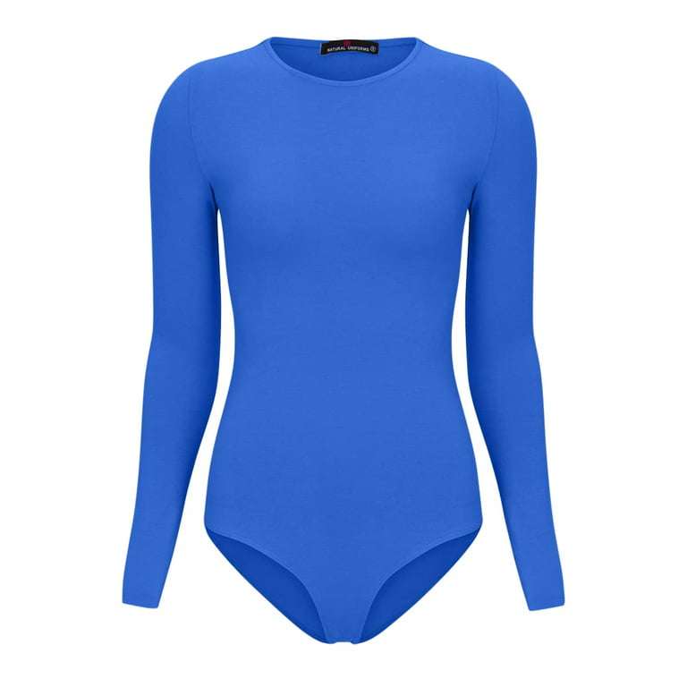 M&M Scrubs Bodysuits for Women Long Sleeve Crew Neck Slim Fit Casual  Shapewear Body Suit (True Royal Blue, 3X-Large)