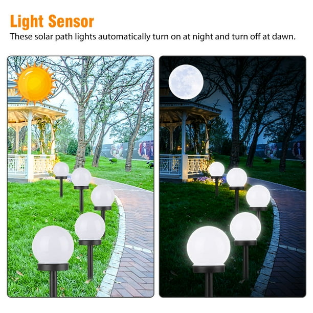 4/2Pcs Outdoor Solar Lights Ball Lamp, TSV IP55 Waterproof LED Path Light with Auto On/Off Light Sensor, Solar Landscape Lighting for Yard Patio Walkway Pathway Outdoor Garden Path (White/Warm White) 4/2Pcs Outdoor Solar Lights Ball Lamp, TSV IP55 Waterproof LED Path Light with Auto On/Off Light Sensor, Solar Landscape Lighting for Yard Patio Walkway Pathway Outdoor Garden Path (White/Warm White)