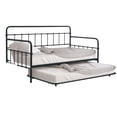 thumbnail image 2 of JERFIT Black Metal Twin Daybed with Trundle, Full Frame Contemporary Pipe Design, Mattress Ready for Guest Room Dorm, 2 of 6