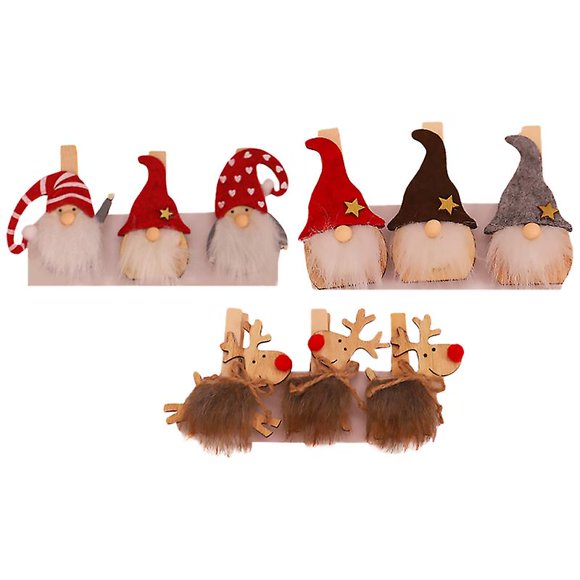 9pcs Wooden Clips Party Ornament Creative Adornment Adorable Clips Christmas Clip For Wall Christmas Home
