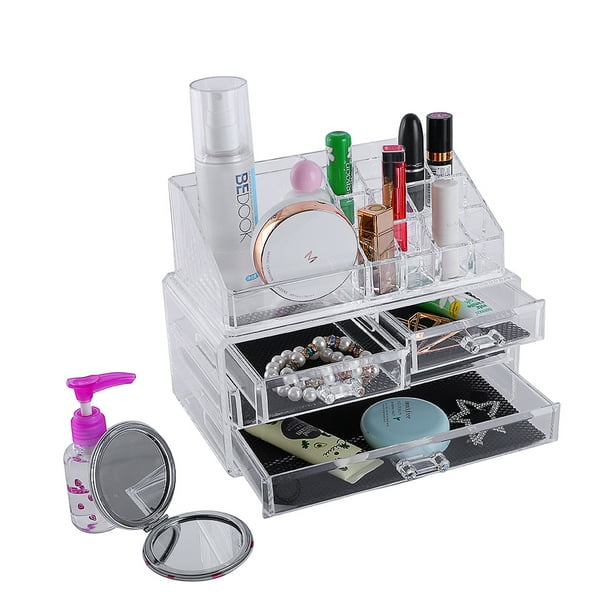 Tukinala Acrylic Makeup Organizers And Storage Cosmetic Organizer Perfume Organizer Mystery Box Makeup Jewelry And Cosmetic Boxes With Brush Holder Walmart Com