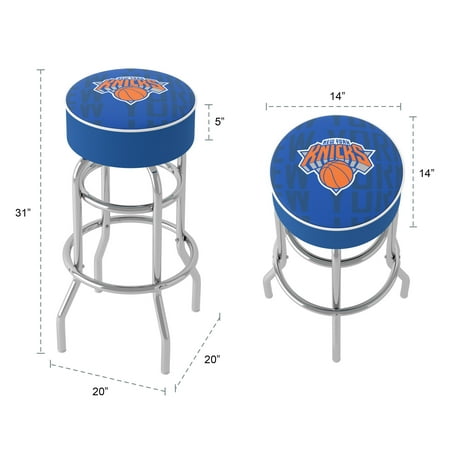 New York Knicks NBA City Padded Swivel Bar Stool - Blue, Orange, Silver