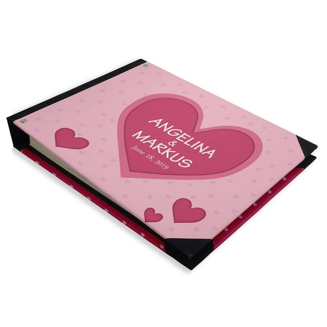 Darling Souvenir Livre d'Or de Mariage Cœurs Roses & Pois Couverture Rigide Imprimée Anniversaire Invité de Mariage-9 x 12 Pouces