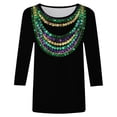 thumbnail image 4 of Arlun Funny Mardi Gras T-Shirts for Women Carnival Print Crew Neck 3/4 Sleeve Tops Soft Comfortable Loose New Party Lightweight Blouses 2026 Spring Fashion Outfits 1-Black S, 4 of 4